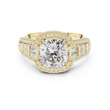 Gold Ring, Cushion center stone, Yellow Gold, view 4
