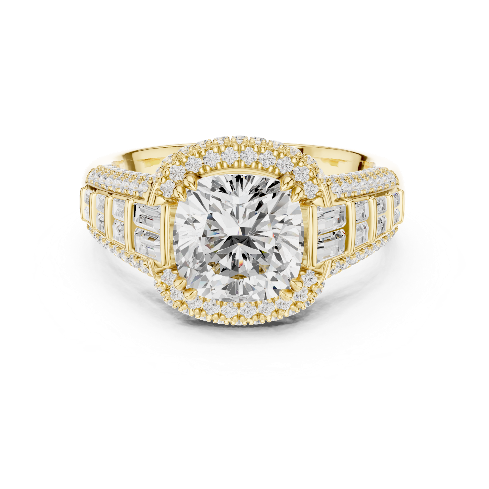 Gold Ring, Cushion center stone, Yellow Gold, view 4