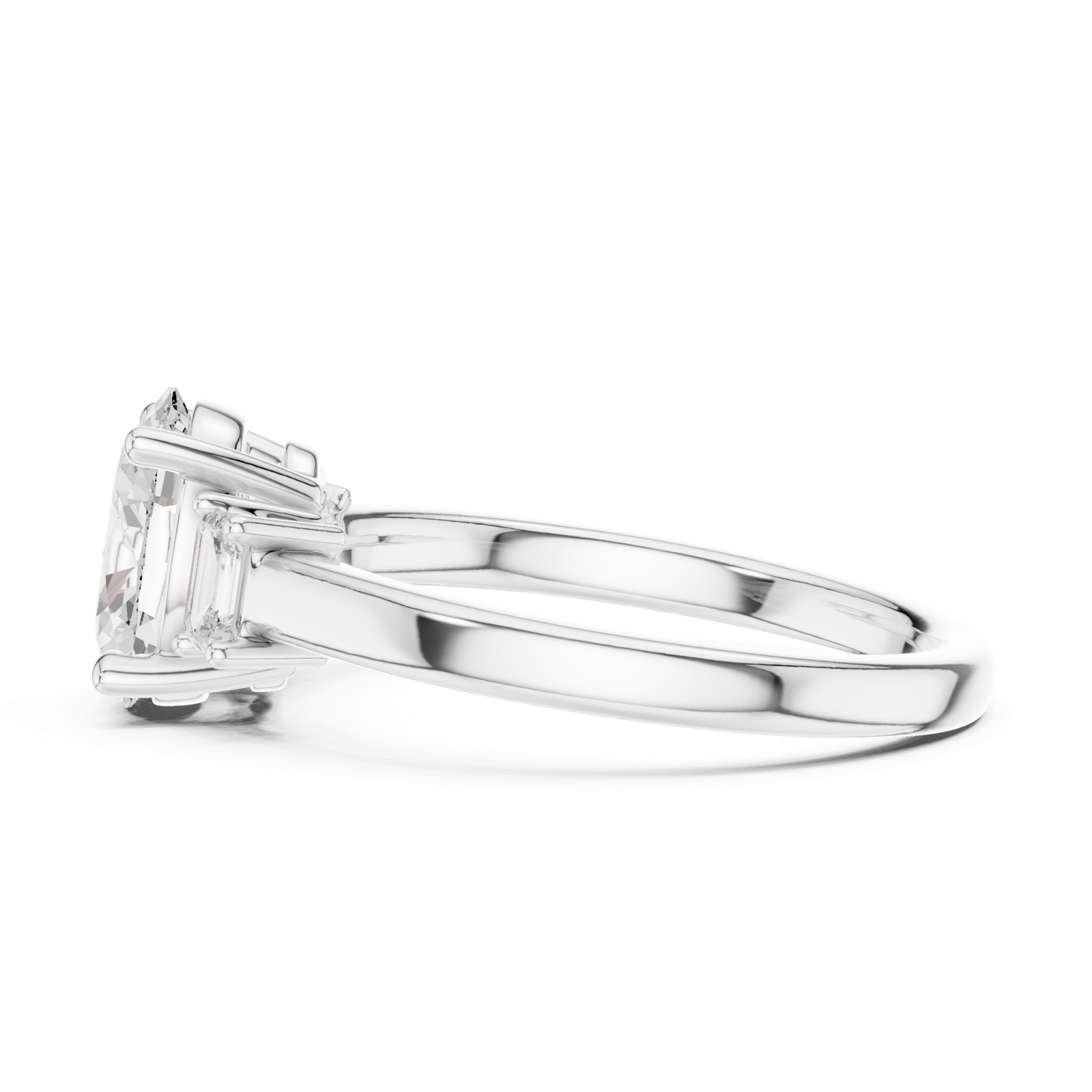 Gold Ring DDLR-038, Oval center stone, White Gold, view 3