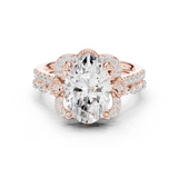 Gold Ring, Oval center stone, Rose Gold