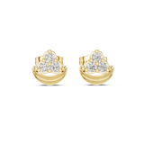 14K Solid Gold Lab Diamond Cluster Earrings, Yellow Gold
