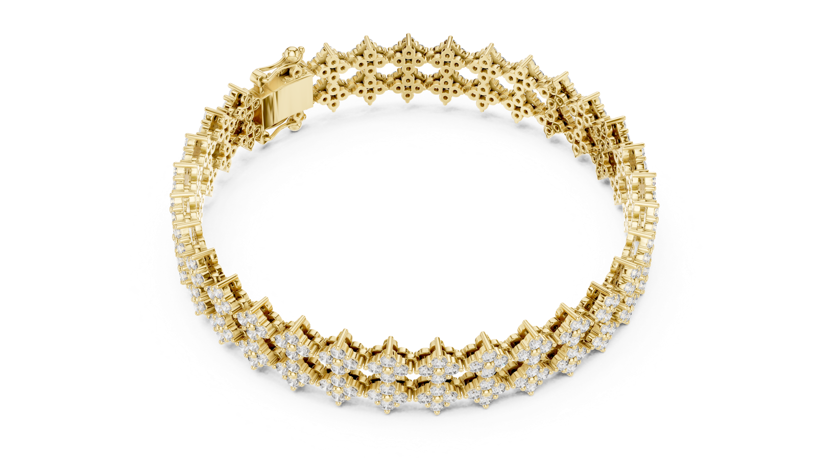 14K Solid Gold Lab Diamond Bracelet, Yellow Gold, view 2