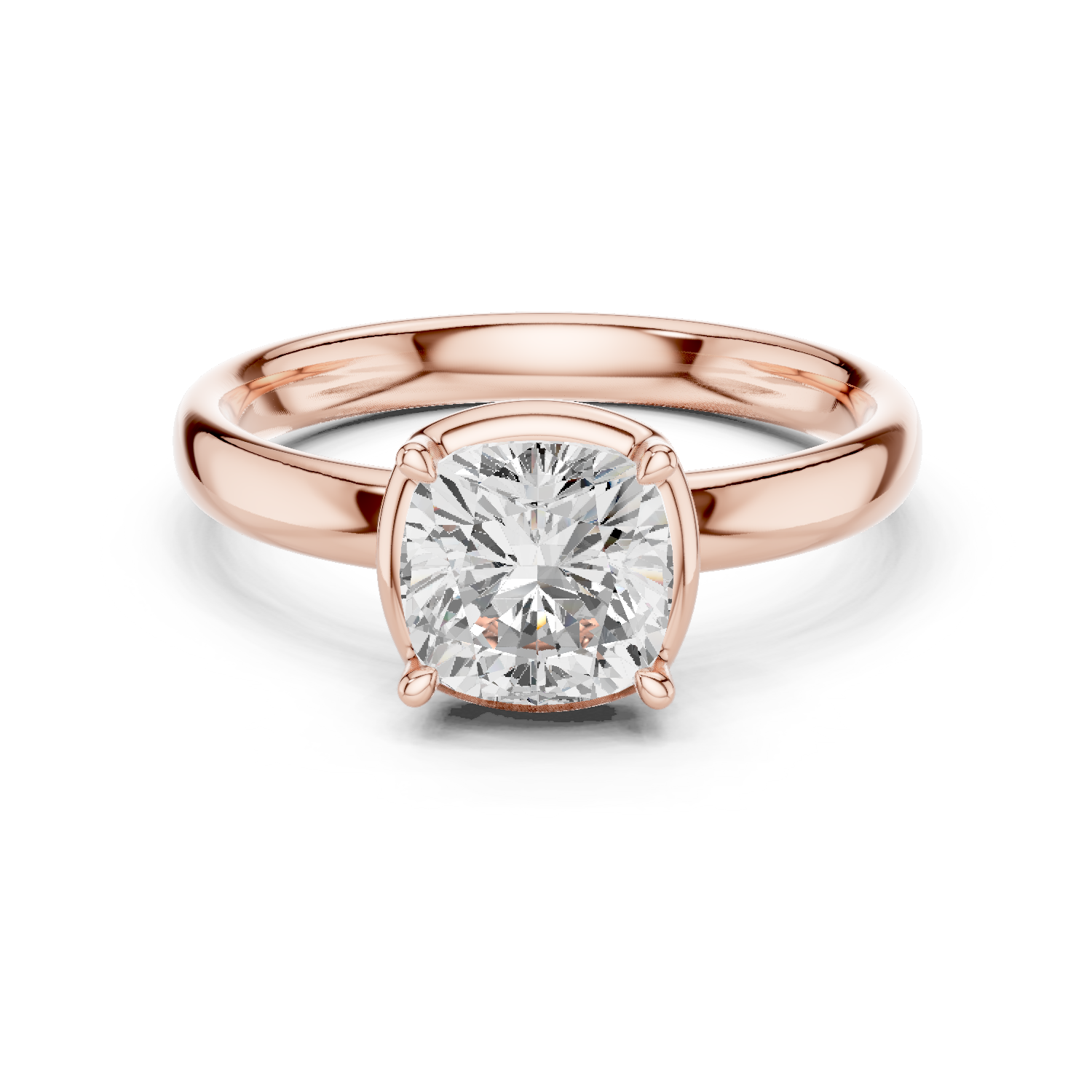 Gold Jewelry, Cushion center stone, Rose Gold