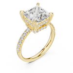 Gold Ring DDLR-259, Princess center stone, Yellow Gold, view 2