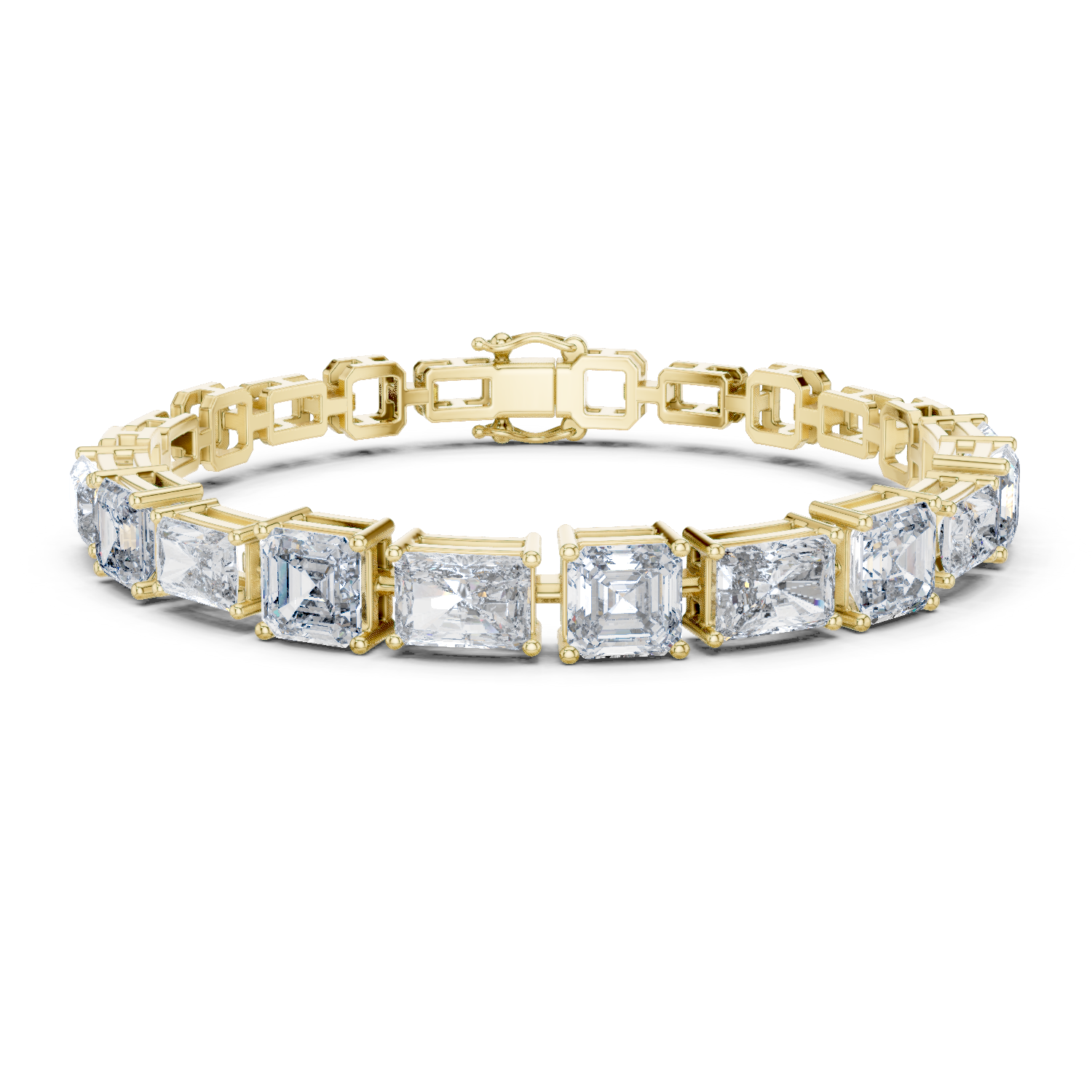 14K Solid Gold Lab Diamond Bracelet, Yellow Gold