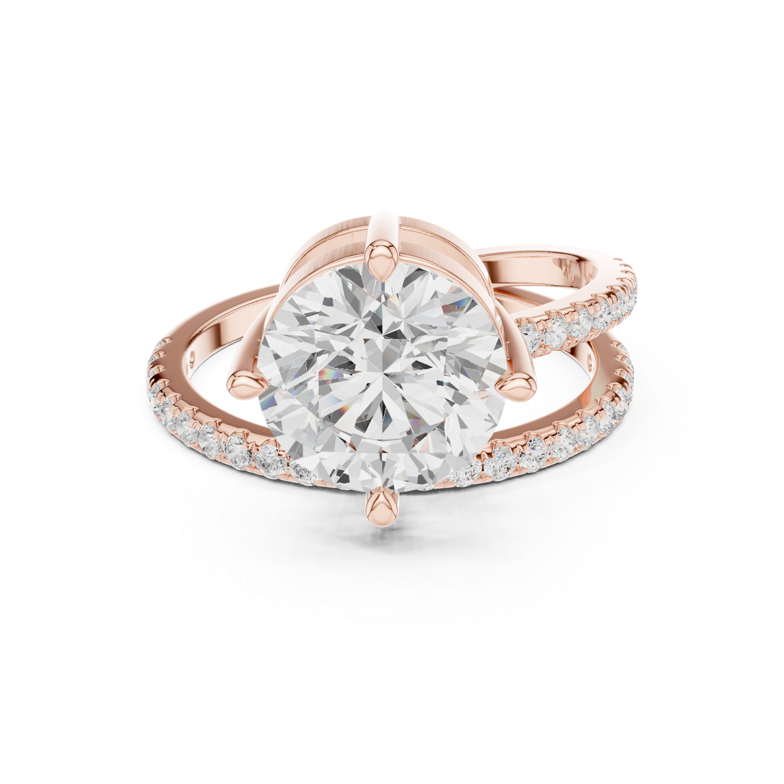 Gold Jewelry L35-39, Round center stone, Rose Gold, view 4