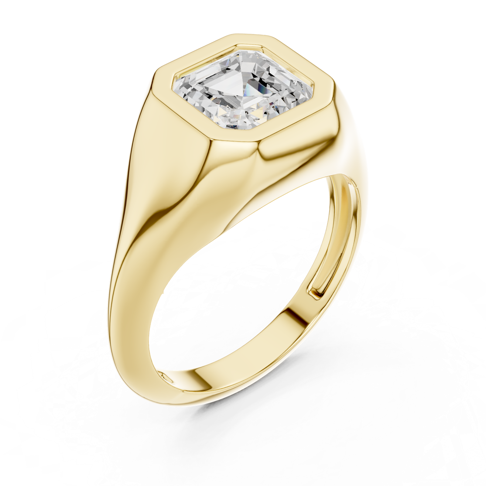 Gold Jewelry L36-4, Asscher center stone, Yellow Gold, view 2