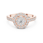 14K Solid Gold Lab Diamond Halo Ring, Rose Gold