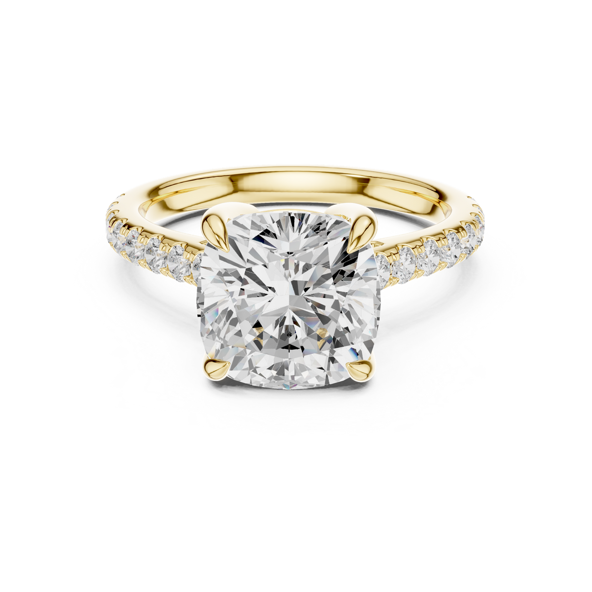 14K Solid Gold Lab Diamond Solitaire Ring, Yellow Gold