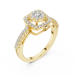 14K Solid Gold Lab Diamond Halo Ring, Yellow Gold, view 2