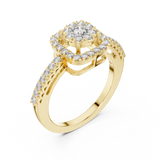 14K Solid Gold Lab Diamond Halo Ring, Yellow Gold, view 2