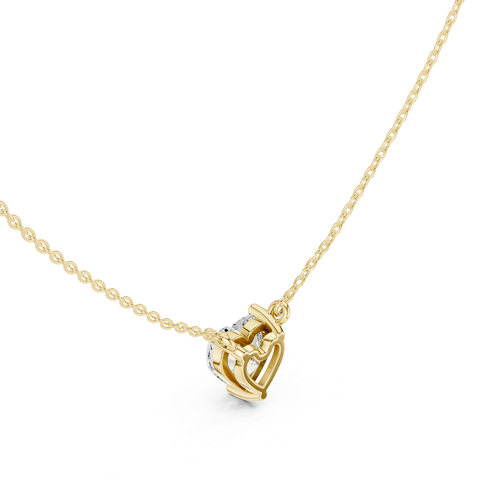 Gold Jewelry DDPO-001, Heart center stone, Yellow Gold, view 2