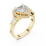 Gold Ring DDLR-342, Heart center stone, Yellow Gold, view 2
