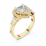 Gold Ring DDLR-342, Heart center stone, Yellow Gold, view 2