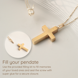 Cross Necklace - 14K or 18K Personalized Cremation Urn Ashes Necklace with Cross Pendant