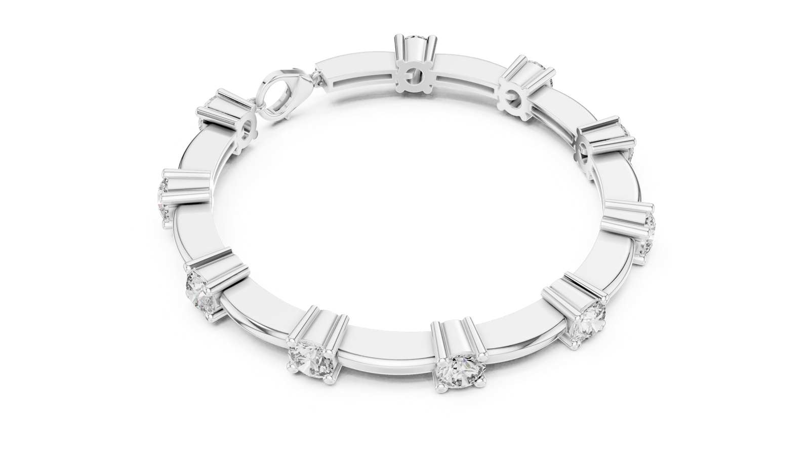 14K Solid Gold Lab Diamond Bracelet, White Gold, view 2
