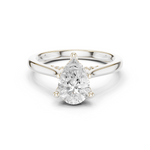Gold Ring DDLR-163, Pear center stone, White Gold