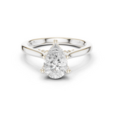 Gold Ring DDLR-163, Pear center stone, White Gold