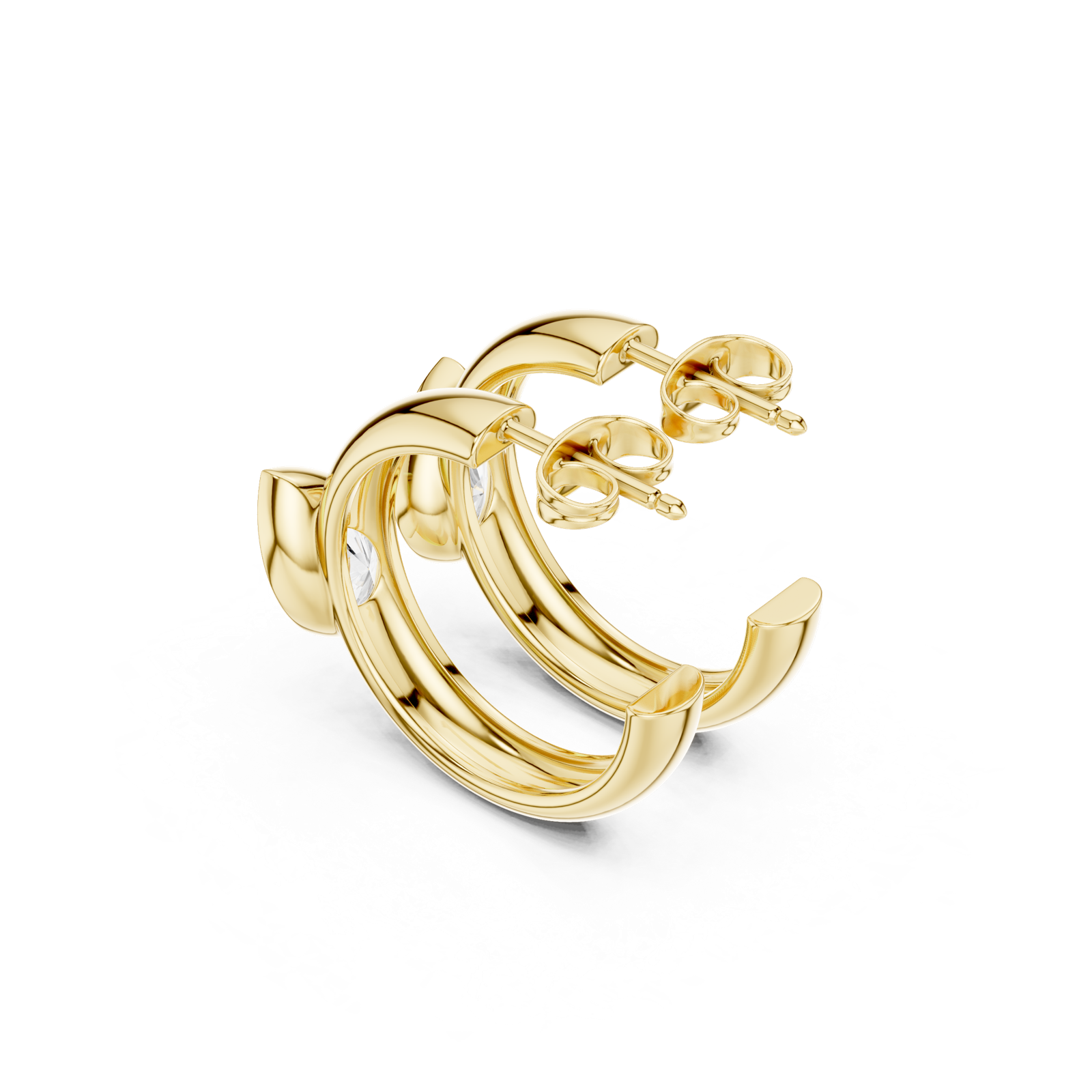 Gold Earrings SBER(34), Yellow Gold, view 2