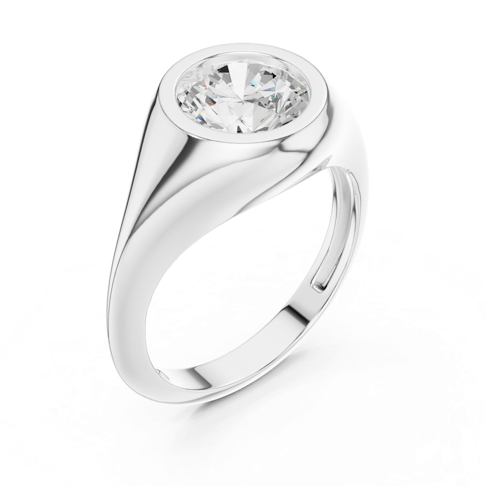 Gold Jewelry L36-4, Round center stone, White Gold, view 2