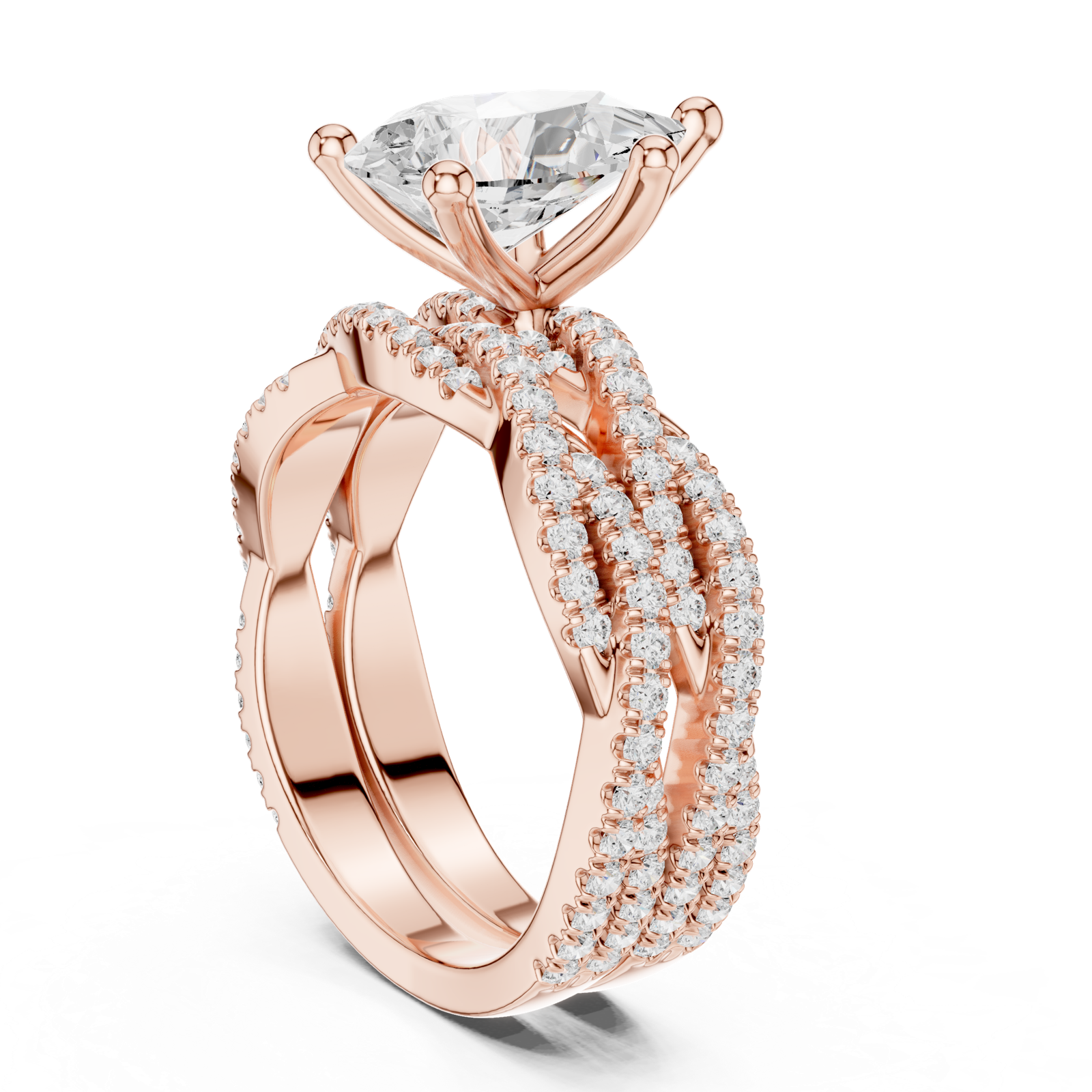 Gold Ring DDLR-300, Pear center stone, Rose Gold, view 1