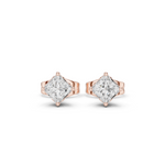 14K Solid Gold Lab Diamond Stud Earrings, Rose Gold