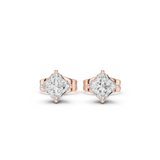 14K Solid Gold Lab Diamond Stud Earrings, Rose Gold