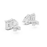 14K Solid Gold Lab Diamond Cluster Earrings, White Gold, view 3
