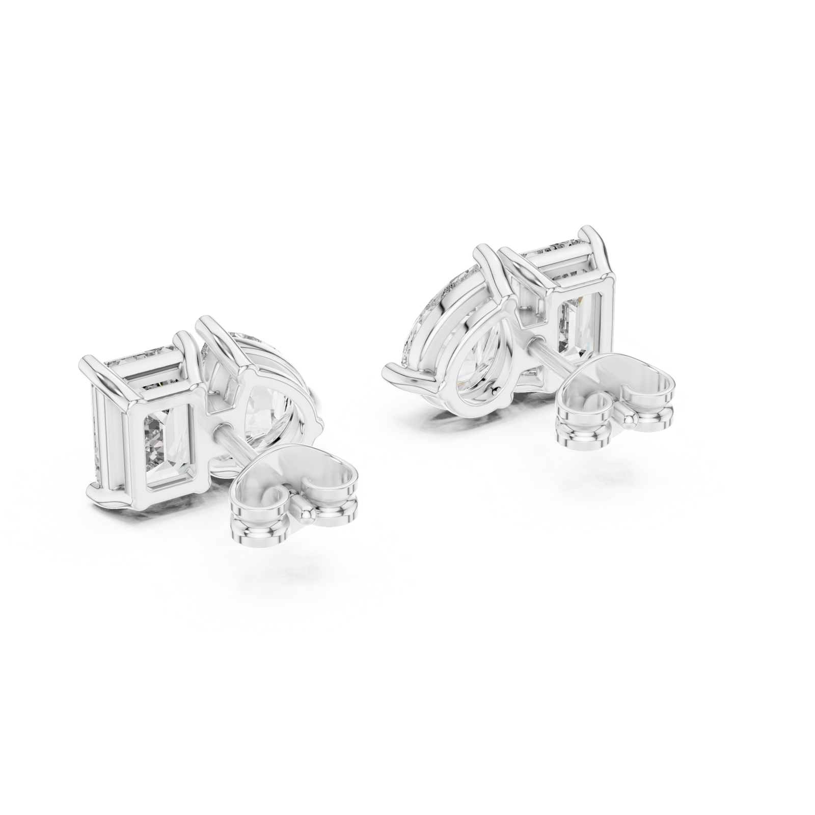 14K Solid Gold Lab Diamond Cluster Earrings, White Gold, view 3