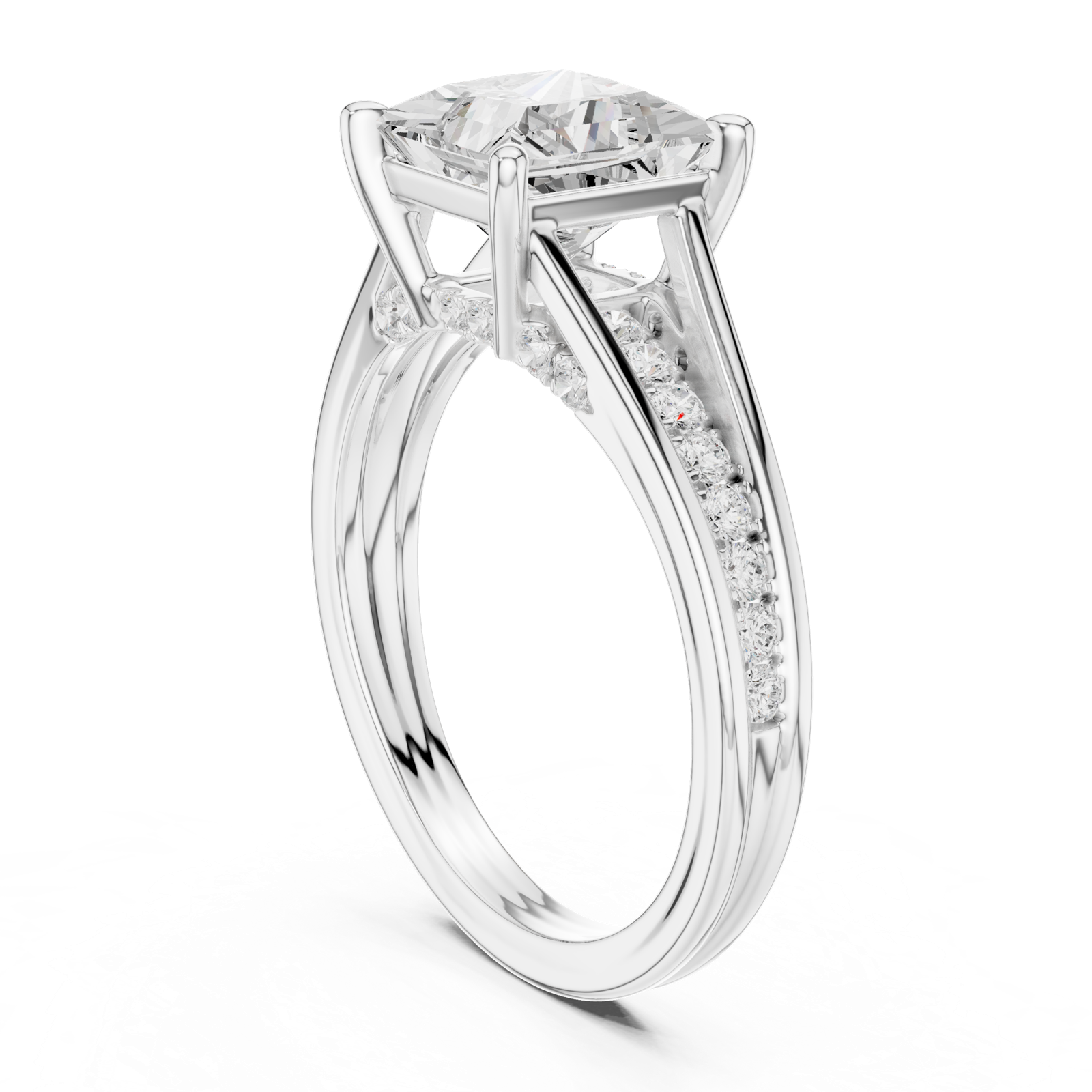 Gold Ring DDLR-253, Princess center stone, White Gold, view 1