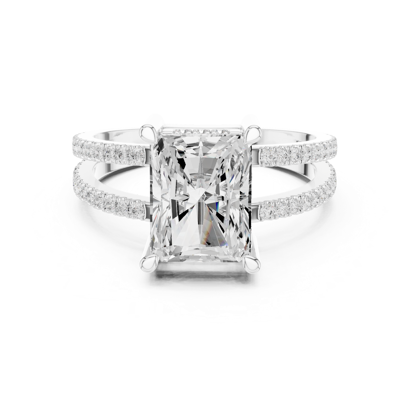 Gold Jewelry L36-13, Radiant center stone, White Gold, view 4