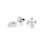 14K Solid Gold Lab Diamond Clover Cluster Earrings, White Gold, view 1