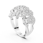 14K Solid Gold Lab Diamond Three-Stone Ring, White Gold, view 1