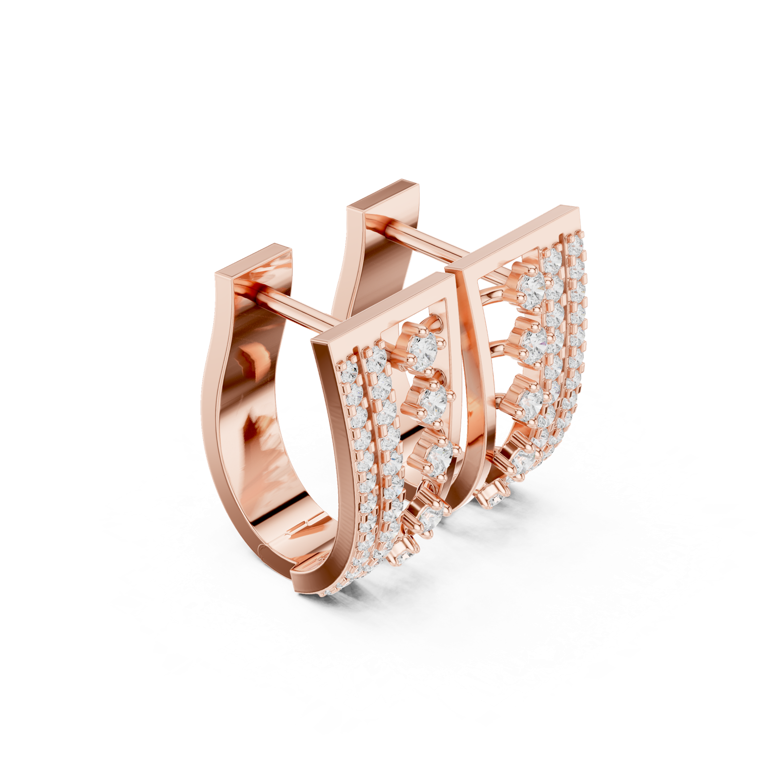 14K Solid Gold Lab Diamond Cluster Earrings, Rose Gold, view 1