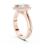 Gold Ring DDLR-338, Radiant center stone, Rose Gold, view 1