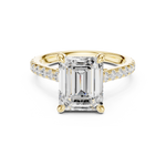 Gold Ring, Emerald center stone, Yellow Gold, view 4
