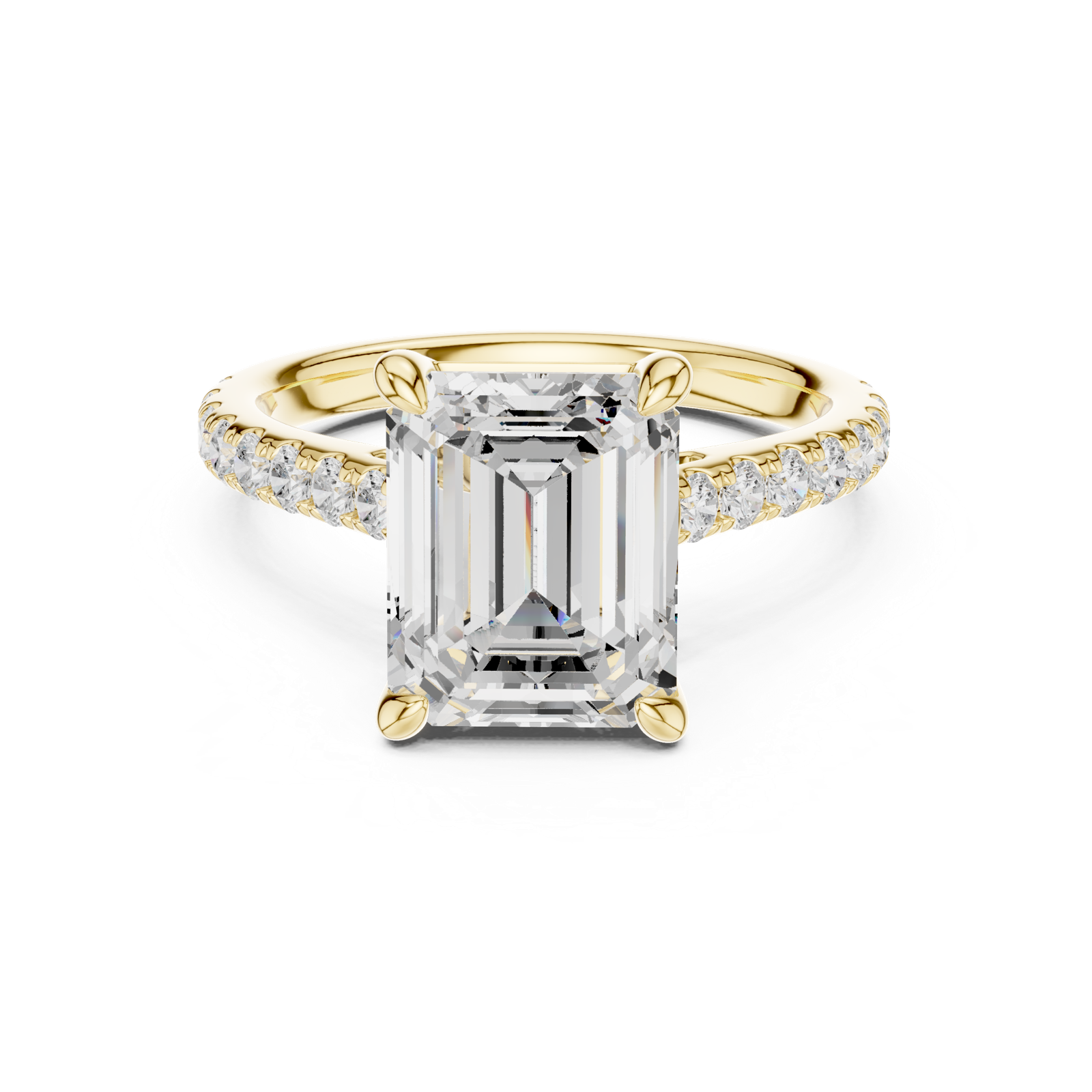 Gold Ring, Emerald center stone, Yellow Gold, view 4