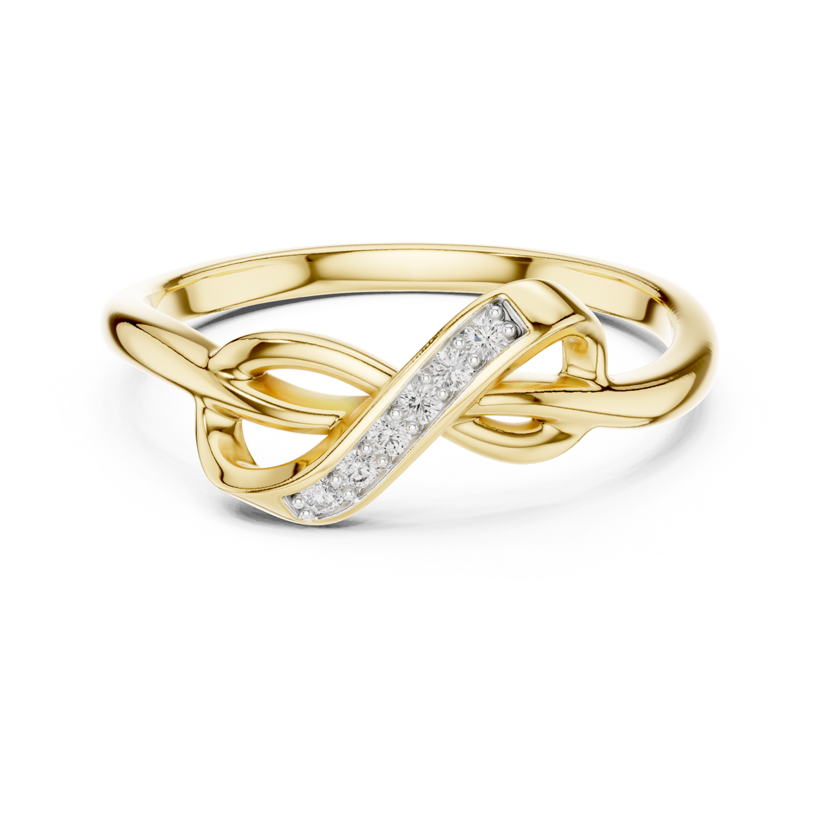 14K Solid Gold Lab Diamond Infinity Twist Ring, Yellow Gold