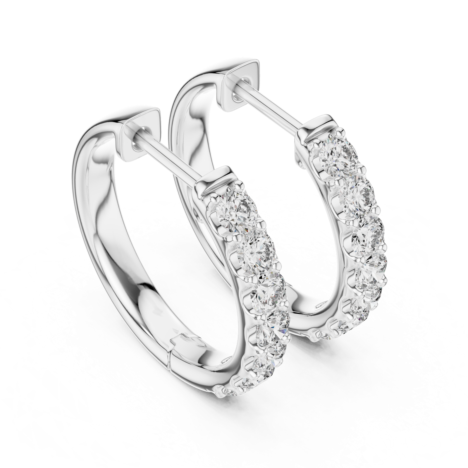 Gold Earrings L02-30, White Gold, view 2