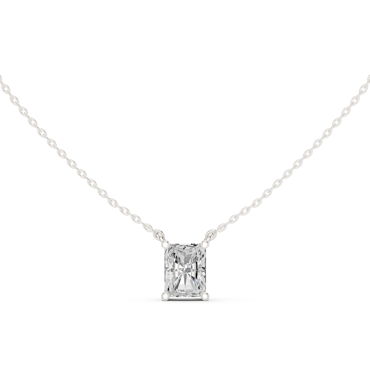 Gold Jewelry DDPO-001, Radiant center stone, White Gold