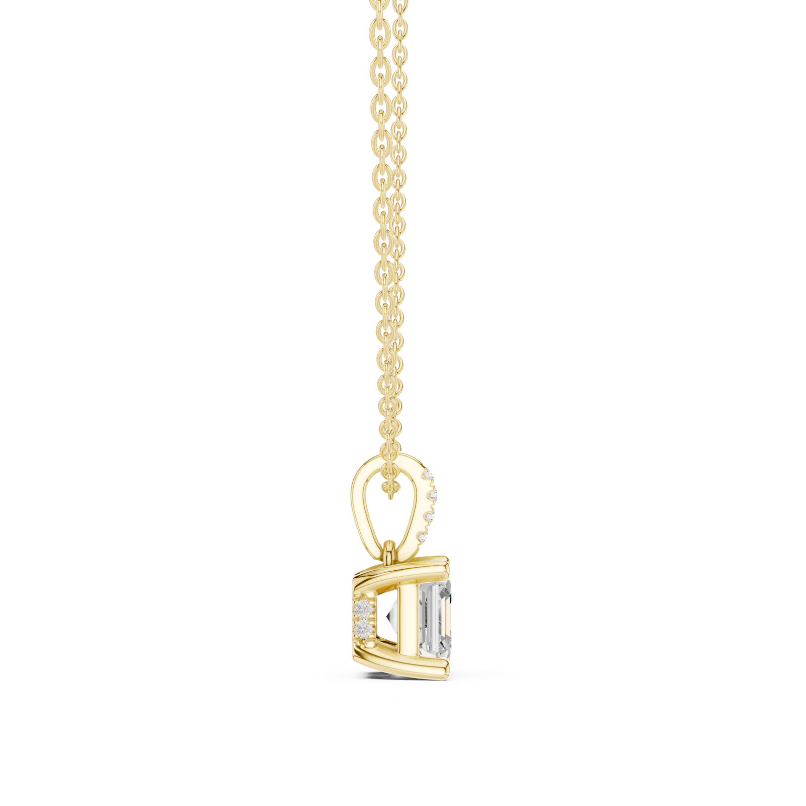Gold Jewelry, Asscher center stone, Yellow Gold, view 3