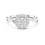 14K Solid Gold Lab Diamond Halo Ring, White Gold