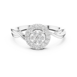 14K Solid Gold Lab Diamond Halo Ring, White Gold