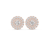 14K Solid Gold Lab Diamond Halo Earrings, Rose Gold