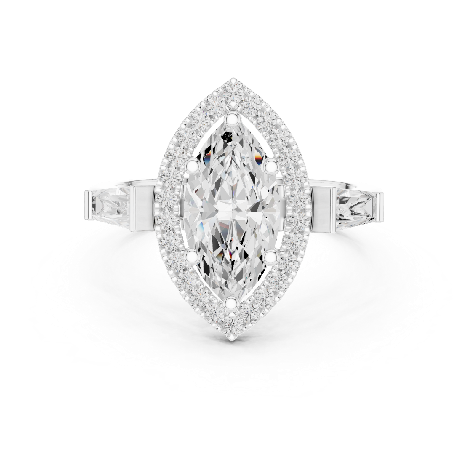 Gold Ring DDLR-342 MQ1, White Gold, view 4
