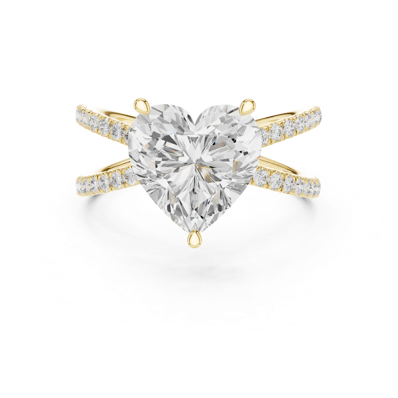 Gold Jewelry, Heart center stone, Yellow Gold, view 4