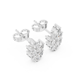 14K Solid Gold Lab Diamond Leaf Cluster Earrings, White Gold, view 2