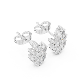 14K Solid Gold Lab Diamond Leaf Cluster Earrings, White Gold, view 2