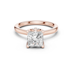 Gold Ring DDLR-176, Princess center stone, Rose Gold