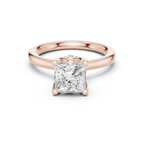 Gold Ring DDLR-176, Princess center stone, Rose Gold